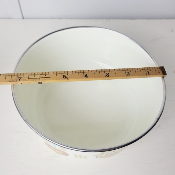 Vintage Kobe Enamelware Nesting Bowls Mixed Designs Retro Kitchen Pots - Picture 13 of 16